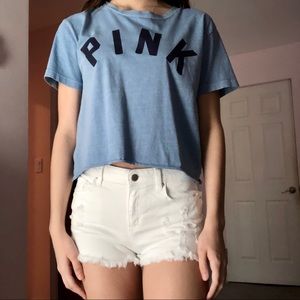 Light Blue Cropped Tee From PINK XS